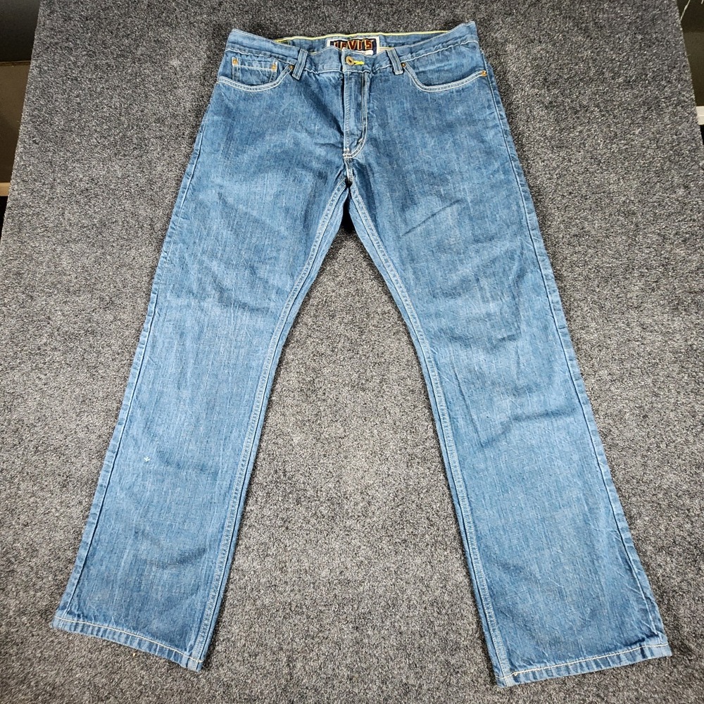 Levi's 514 Slim Straight Jeans Men's Size 36x30 Blue Wash Rare Yellow Stitching